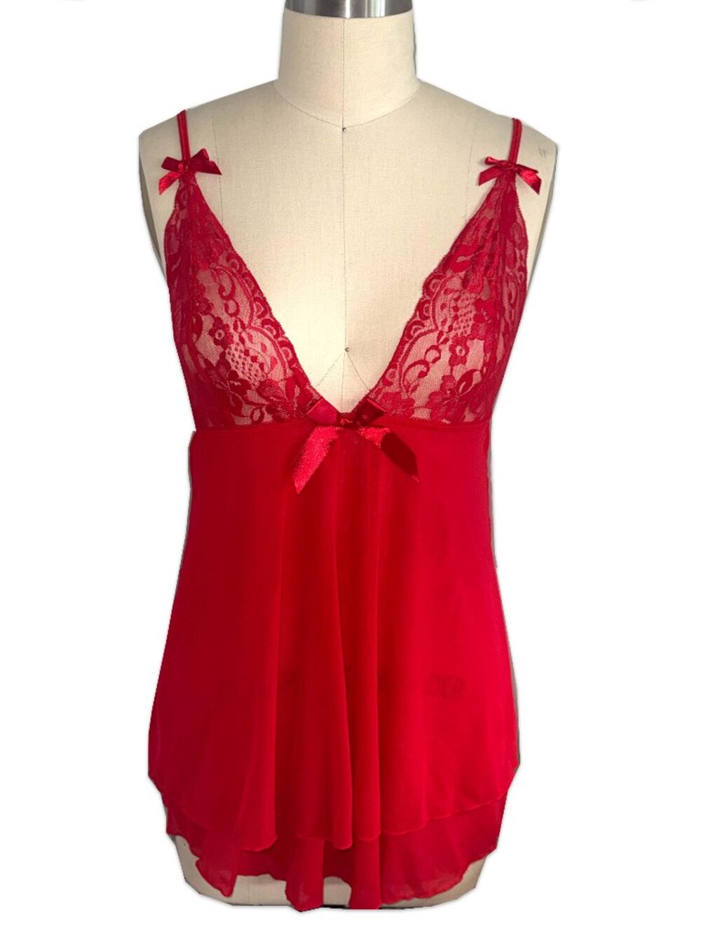 authentic Y2K DREAMGIRL red lace & mesh lingerie slip top ♡